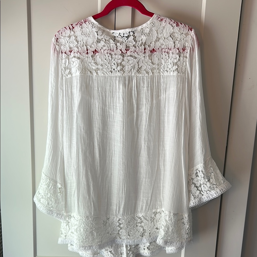 Zac & Rachel White Embellished Blouse with 3/4 Sleeves - Picture 5 of 7
